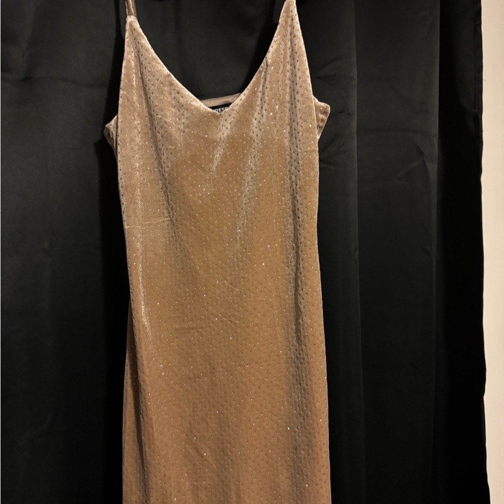 Express Strapless Tan Dress